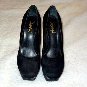 YSL black suede Size 40 platform heels
